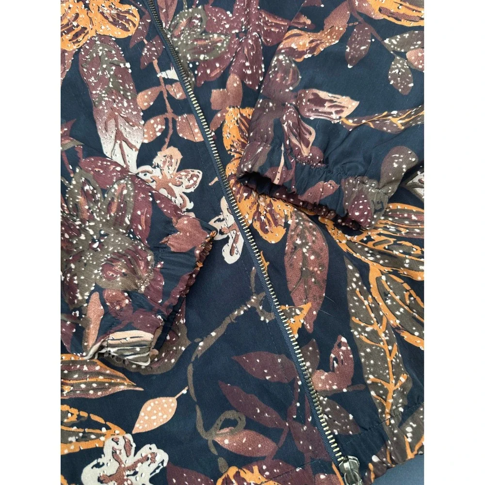 Blair Floral Print Zip Up Jacket Large Women's Fall Autumn Warm Tone Lightweight - Picture 3 of 10